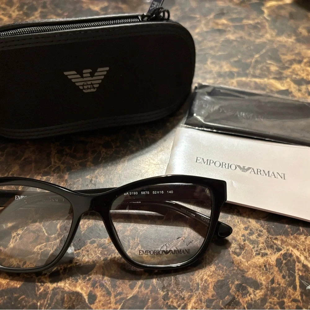 NWT Emporio Armani Elegant Black Glasses EA 3193 5875 52 16 140